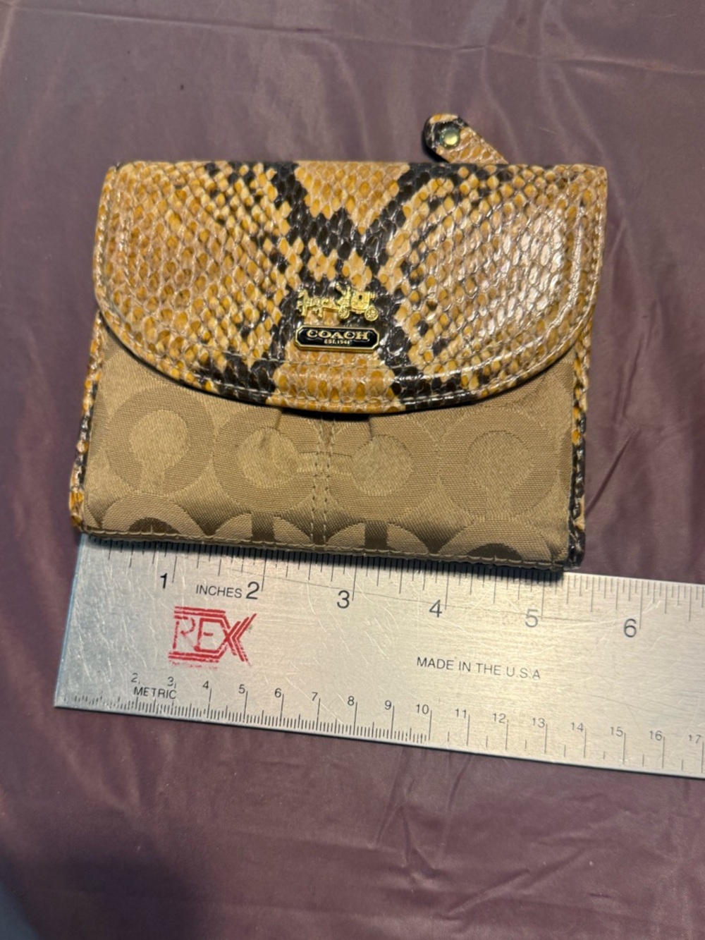 Coach Tan Black Python Snake-Print Signature Wallet - Picture 6 of 9